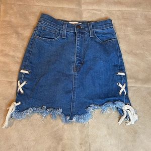 Vibrant Denim Skirt with ties down side